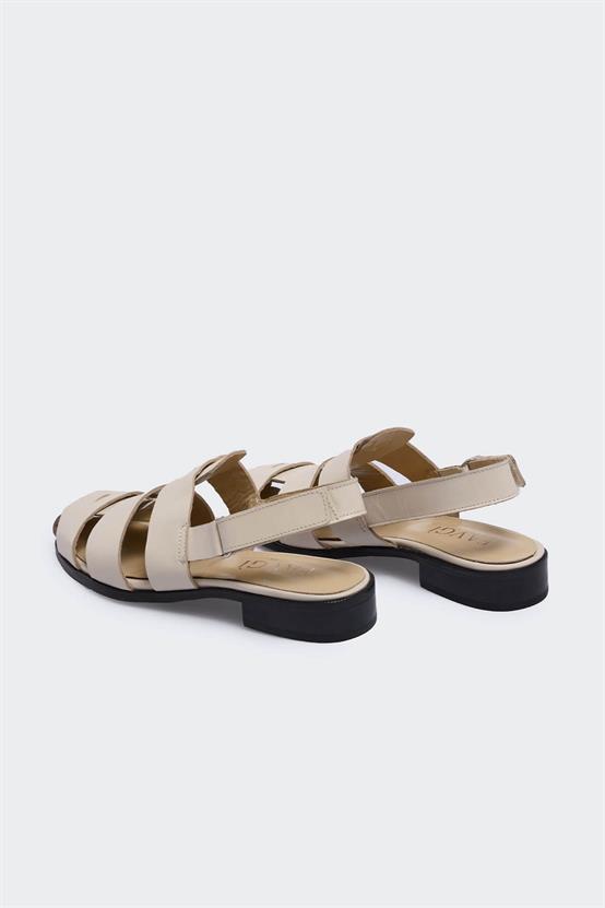 Gaerr Bej Deri Kadın Sandalet