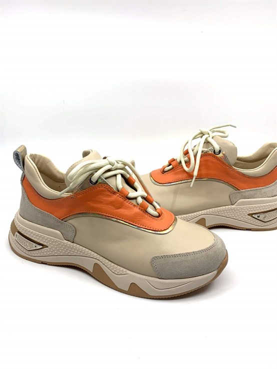 Gaia Bej Deri Kadın Sneaker