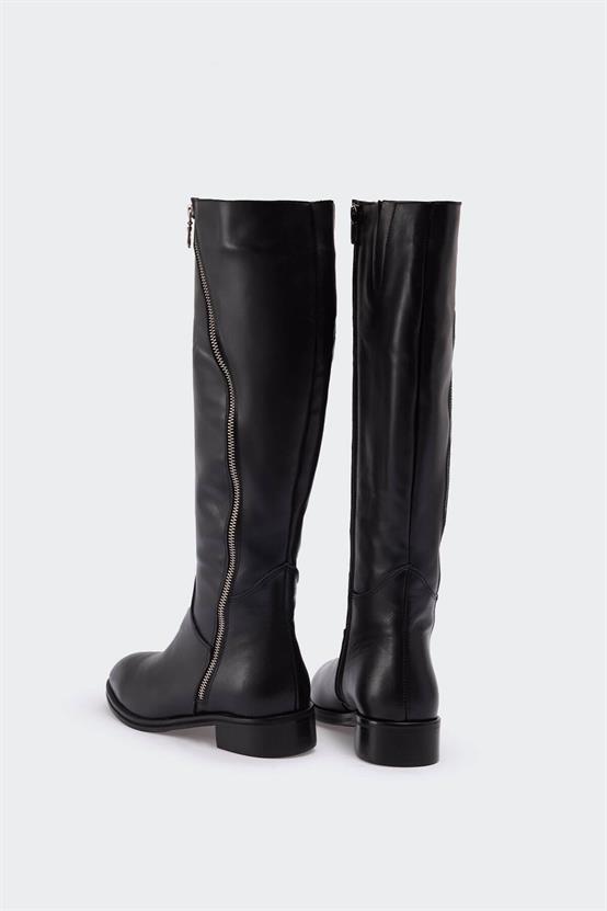 Haidire Siyah Deri Kadın Çizme