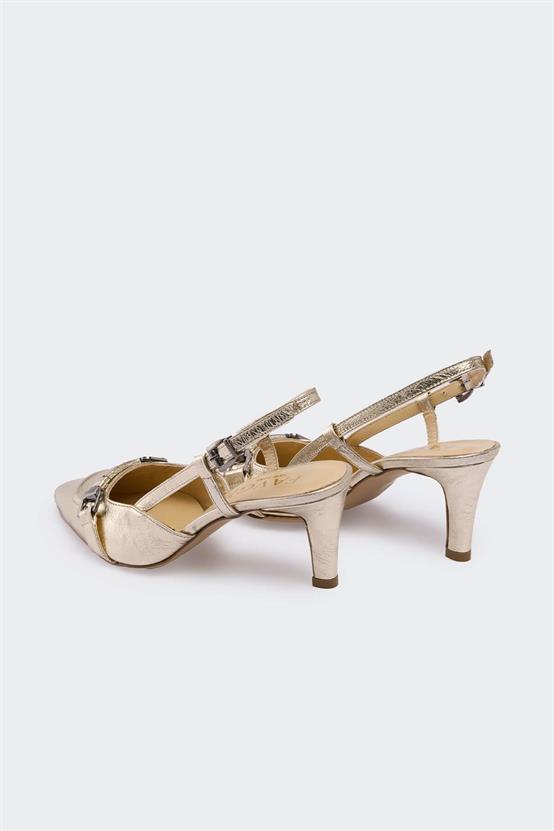 Hazmio Dore Deri Kadın Topuklu Ayakkabı