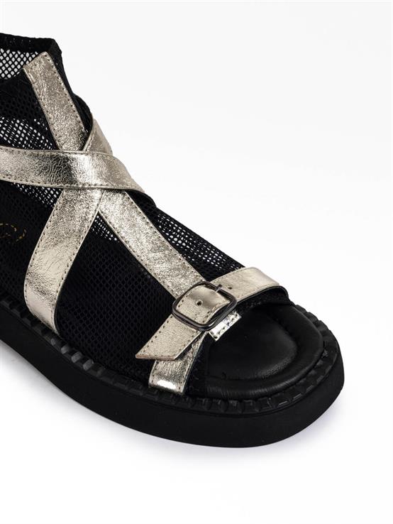 Karen Dore Deri Siyah File Kadın Sandalet