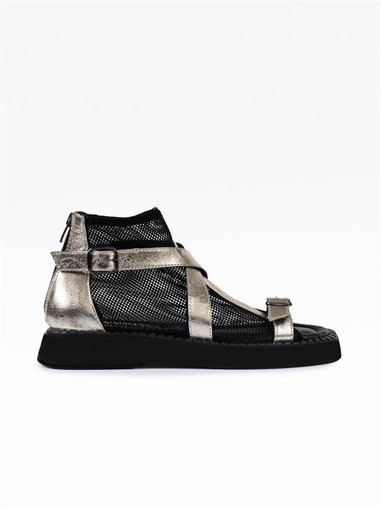 Karen Dore Deri Siyah File Kadın Sandalet