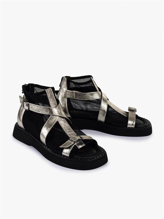 Karen Dore Deri Siyah File Kadın Sandalet