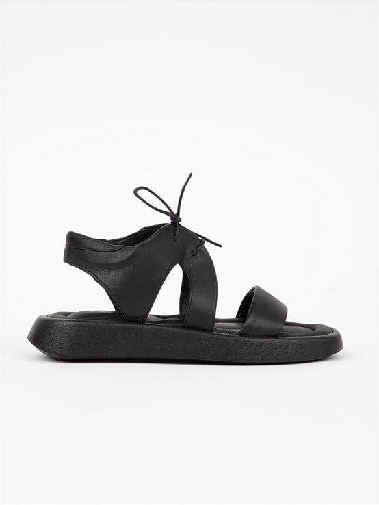 Kris Siyah Deri Kadın Sandalet