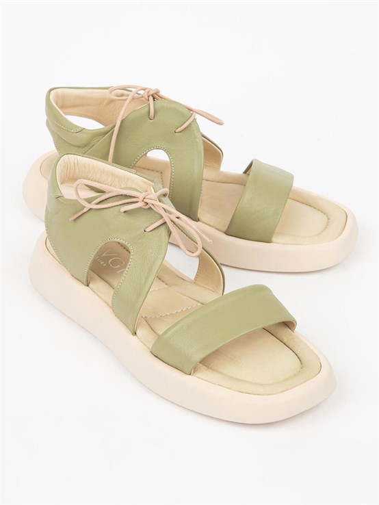 Kris Yeşil Deri Kadın Sandalet  