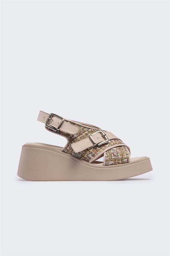 Labrei Bej Deri Bej Tüvit Kadın Sandalet