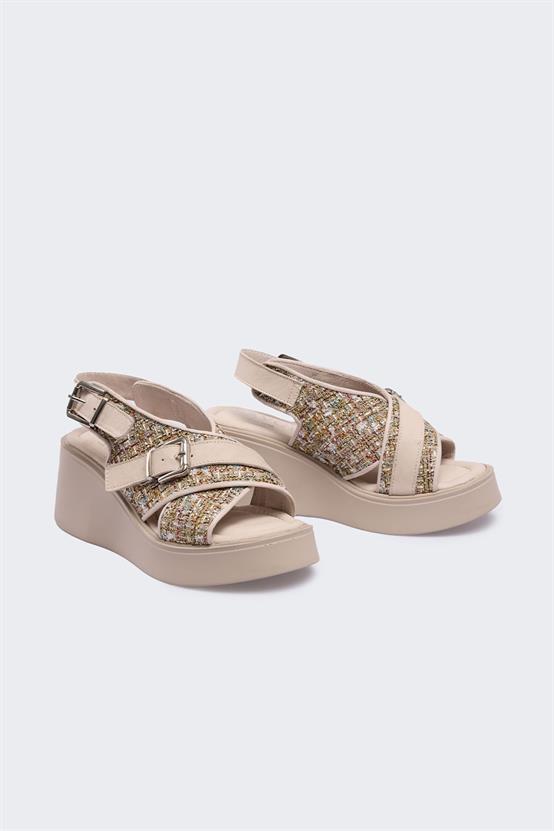 Labrei Bej Deri Bej Tüvit Kadın Sandalet