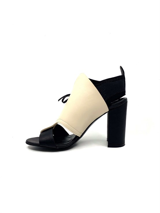 Lalin Bej Deri Kadın Topuklu Sandalet