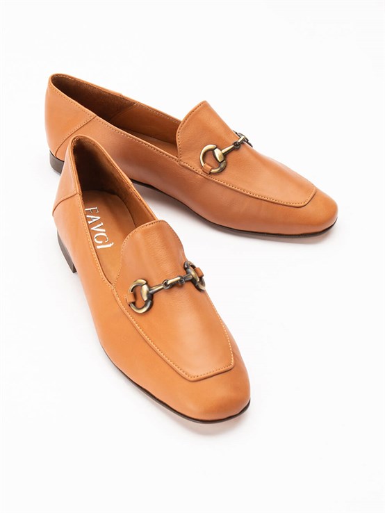 Taba Deri Kadın Loafer 