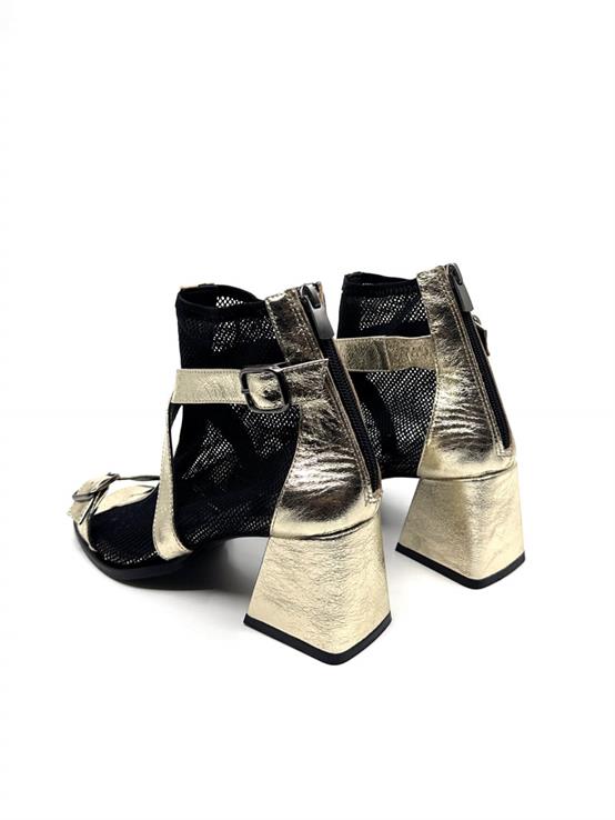 Leios Dore Deri Siyah File Kadın Topuklu Sandalet