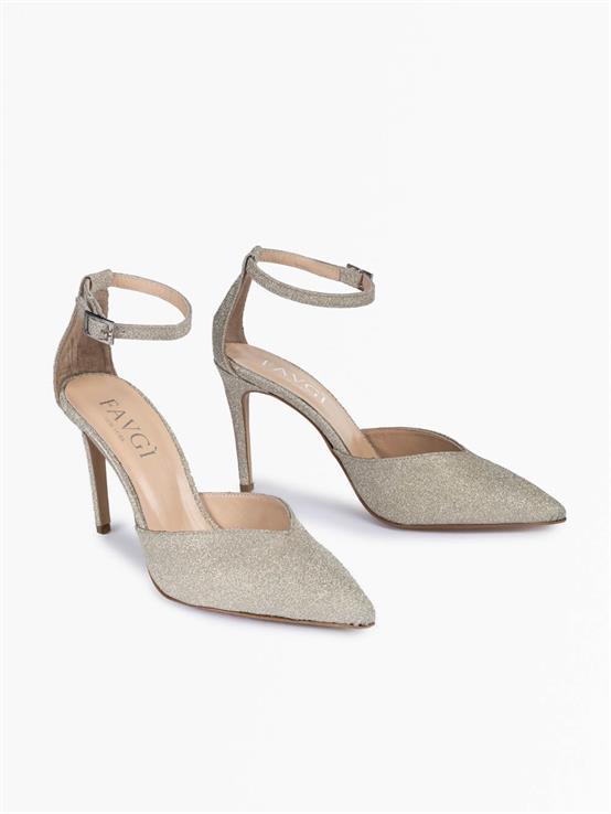 Lily Dore Simli Kumaş Kadın Topuklu Ayakkabı