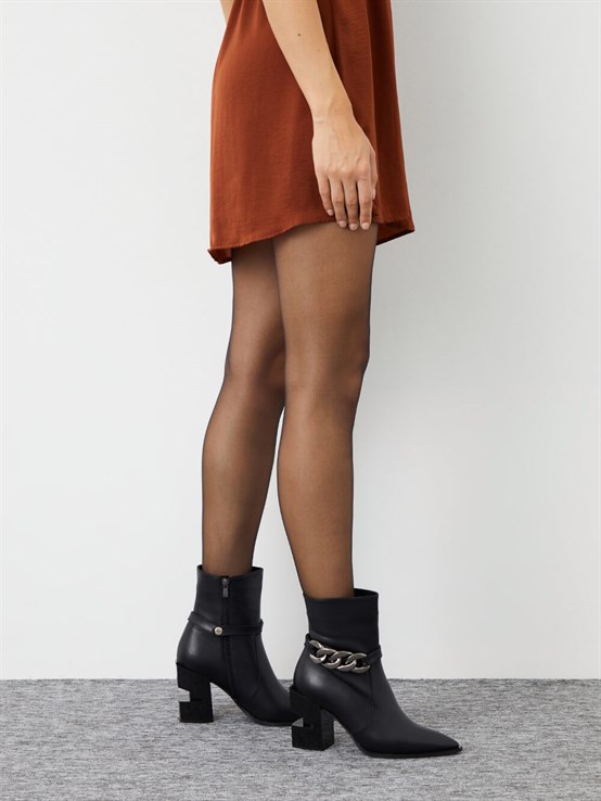 Lison Siyah Deri Kadın Bot