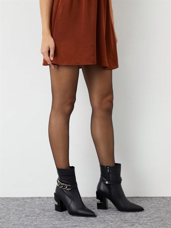 Lison Siyah Deri Kadın Bot