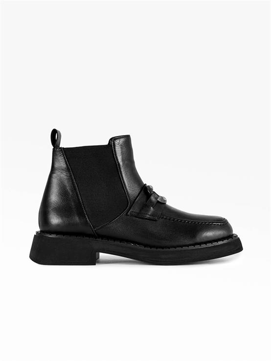 Lisse Siyah Deri Kadın Bot