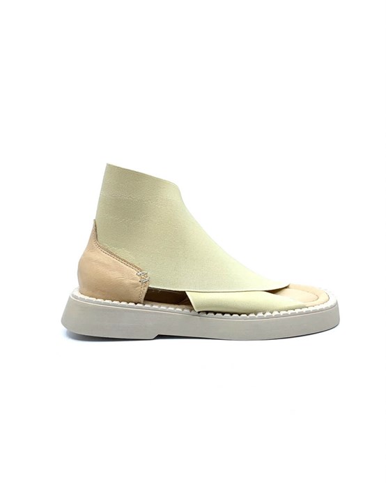 Marra Bej Deri Bej Lastik Kadın Sandalet