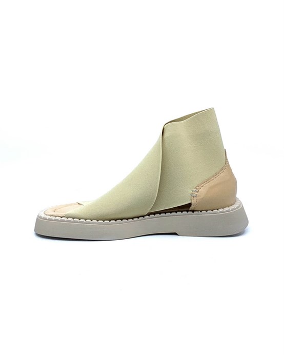 Marra Bej Deri Bej Lastik Kadın Sandalet