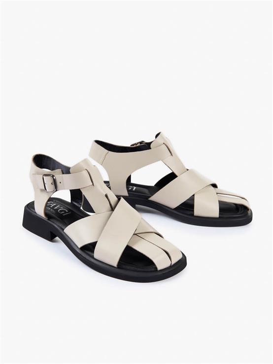 Marten Bej Deri Kadın Sandalet