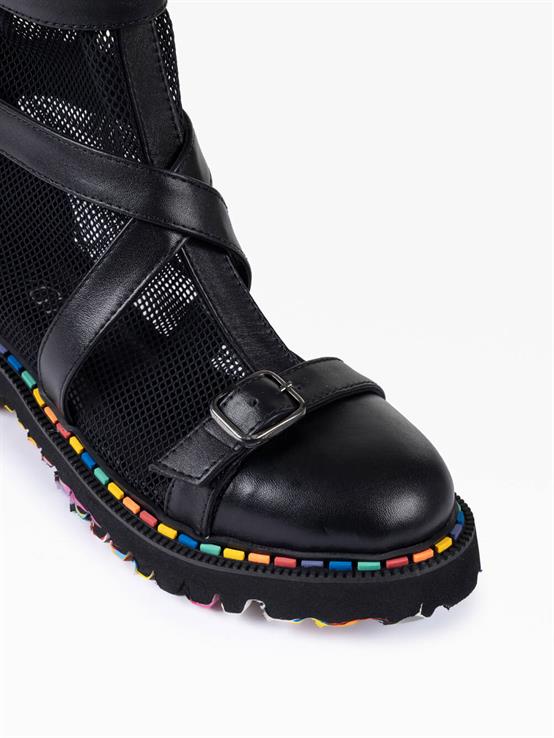 Mely Ln Siyah Deri Siyah File Kadın Yazlık Bot