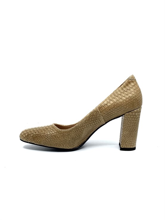 Minel Hardal Deri Topuklu Ayakkabı 