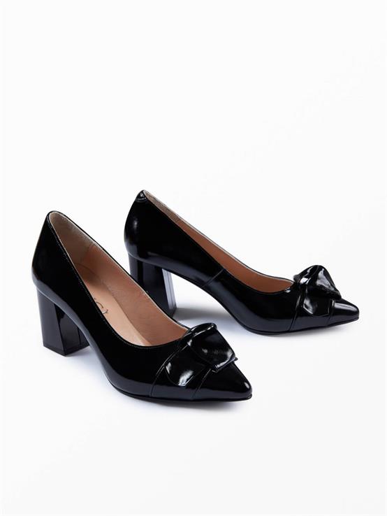 Minna Siyah Rugan Kadın Topuklu Ayakkabı