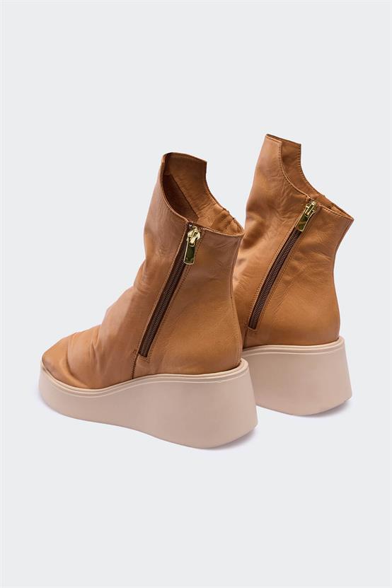 Morrga Taba Deri Kadın Sandalet