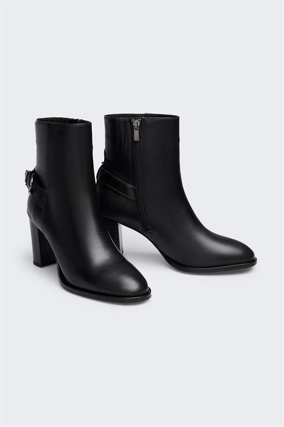 Moti Siyah Deri Kadın Bot