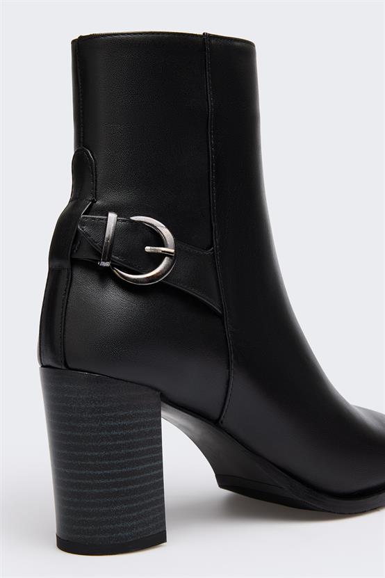 Moti Siyah Deri Kadın Bot