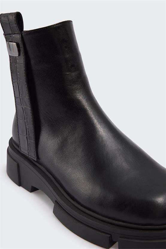 Naddie Siyah Deri Kadın Bot