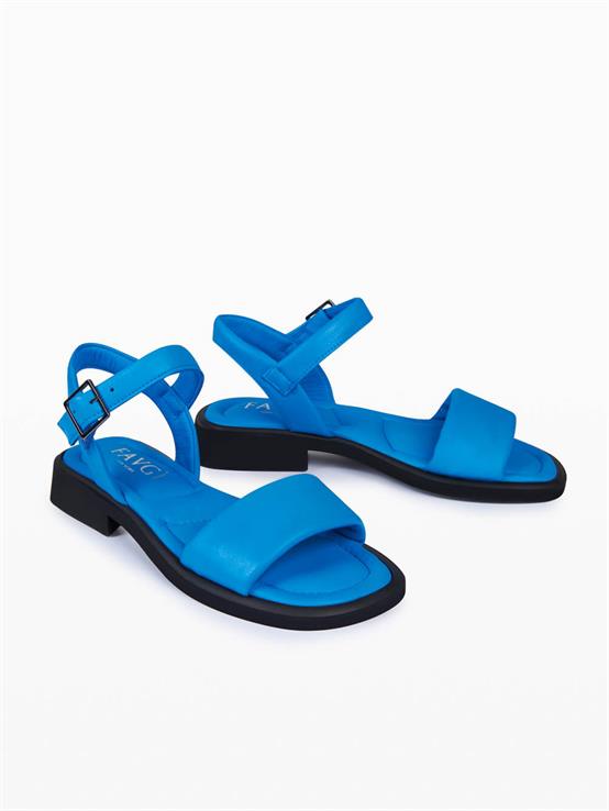 Neva Mavi Deri Kadın Sandalet