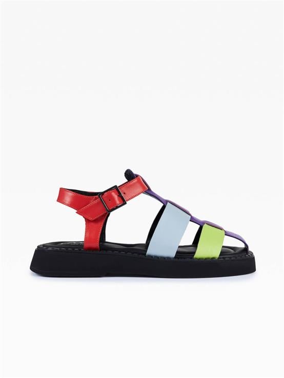 Noran Multicolor Kadın Deri Sandalet