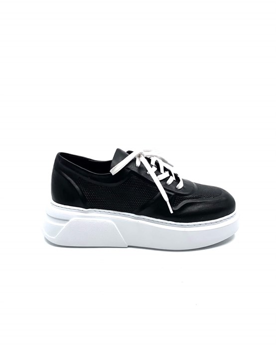 Oliver Siyah Deri Kadın Sneaker 