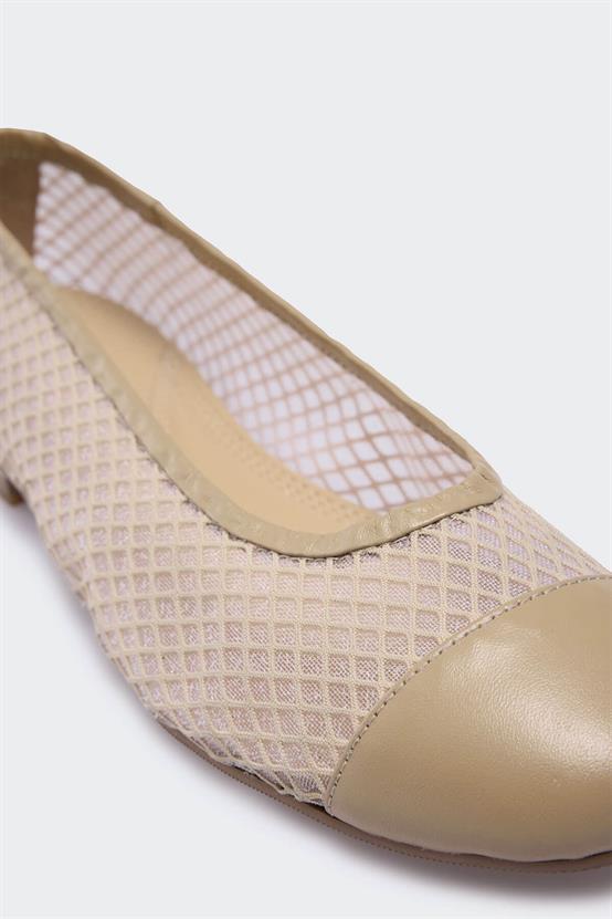 Pasies 567 Bej Deri Bej File Kadın Babet