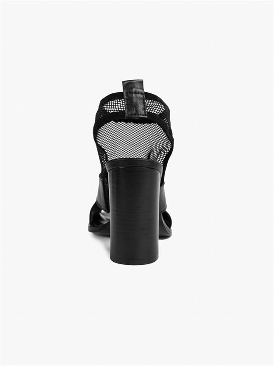 Penn Siyah Deri Siyah File Kadın Topuklu Sandalet