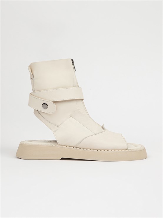 Penno Bej Deri Kadın Sandalet 