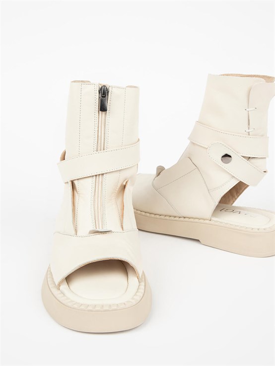 Penno Bej Deri Kadın Sandalet 