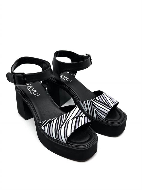 Rive Siyah Deri Kadın Sandalet