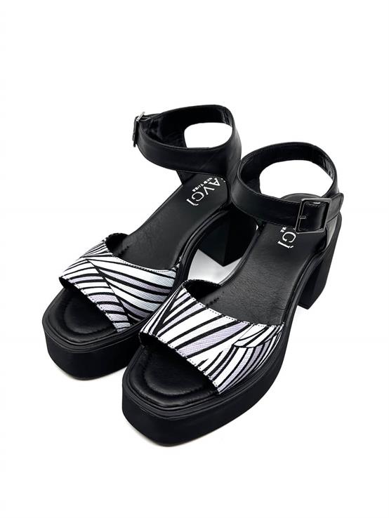 Rive Siyah Deri Kadın Sandalet