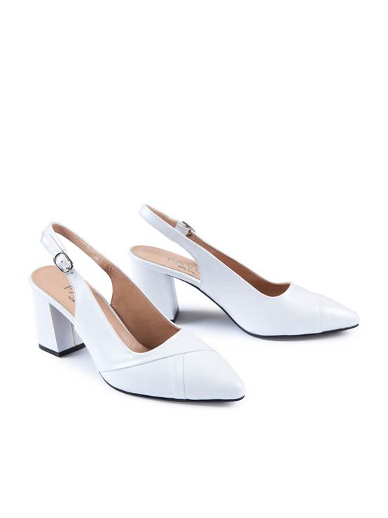 Rotte Beyaz Deri Kadın Topuklu Ayakkabı