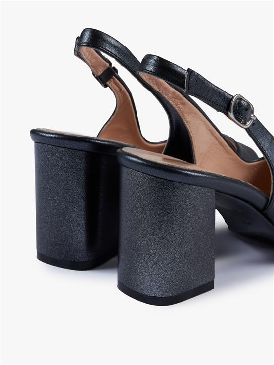 Rotte Siyah Deri Kadın Topuklu Ayakkabı