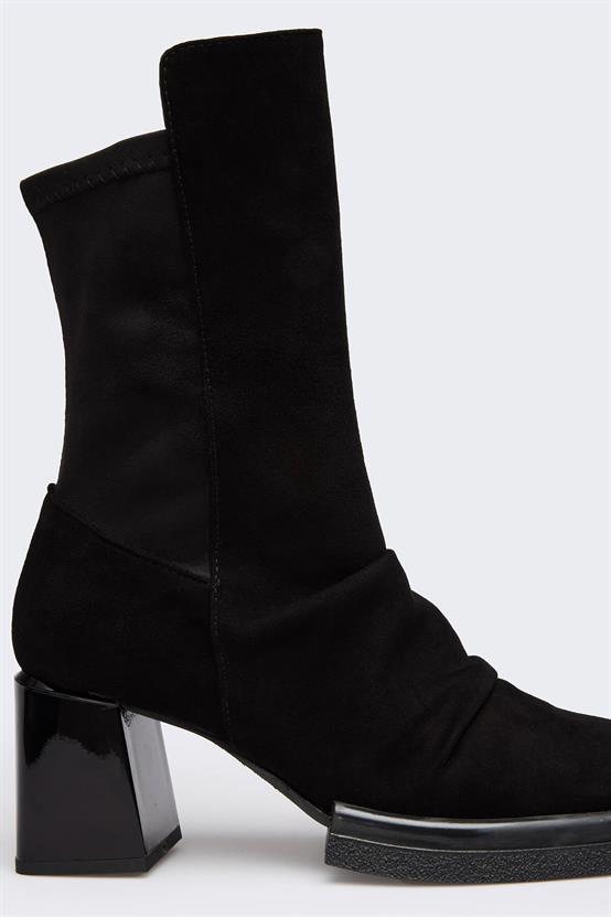 Sara Siyah Süet Siyah Süet Streç Kadın Bot