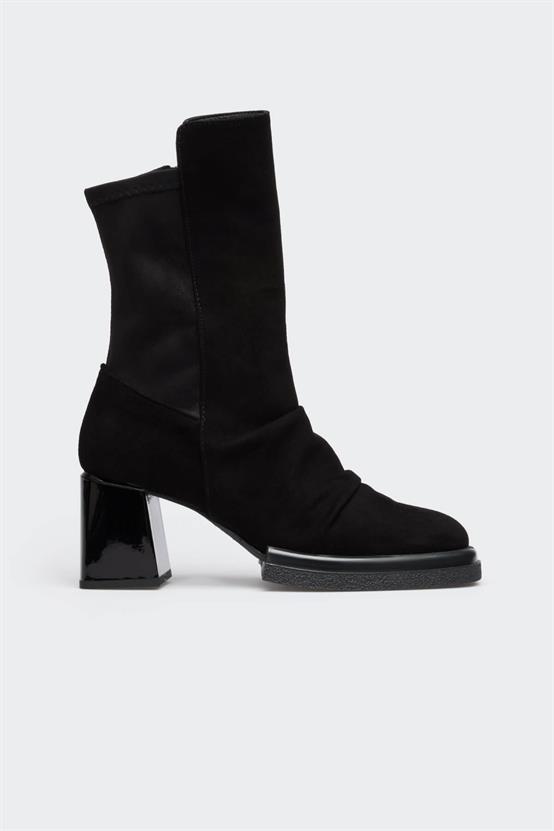 Sara Siyah Süet Siyah Süet Streç Kadın Bot