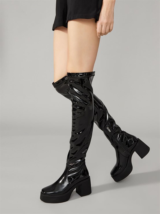 Sarah Siyah Streç Rugan Çizme