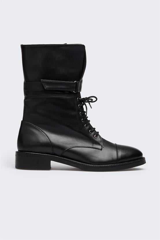 Sarno Siyah Deri Kadın Bot