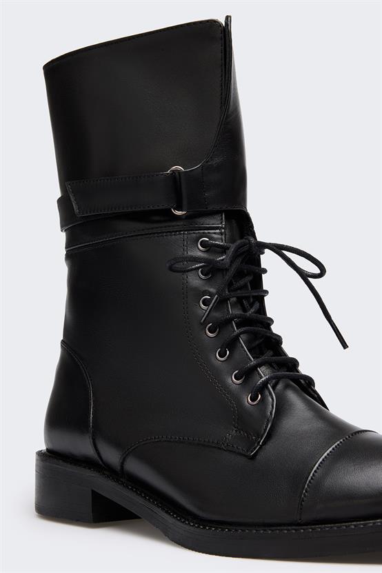 Sarno Siyah Deri Kadın Bot