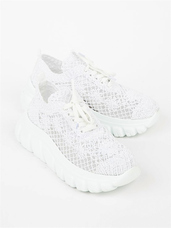 Sefia Beyaz Örgü Kadın Sneaker 