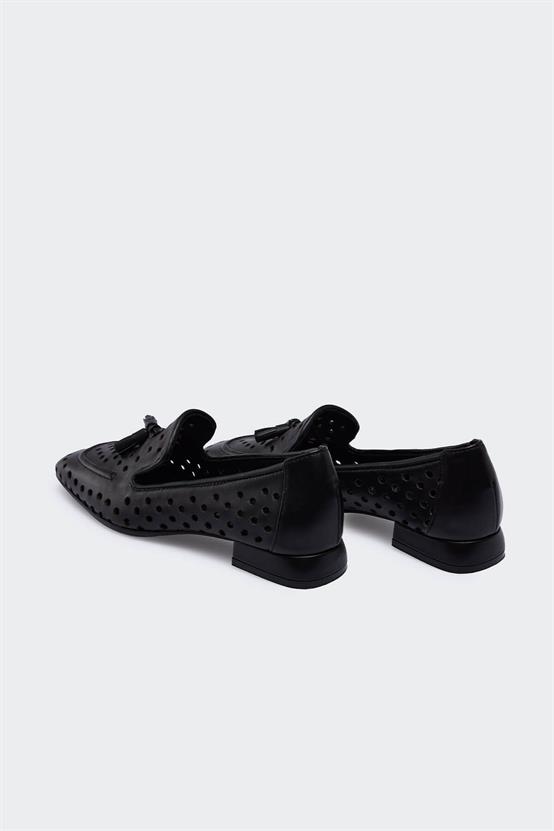 Vary Siyah Deri Kadın Loafer