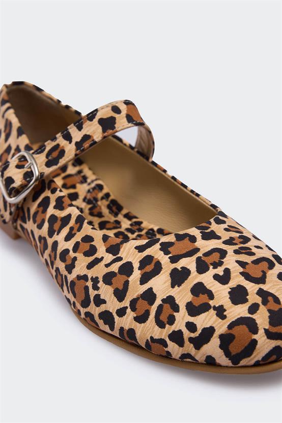 Veaiq Leopar Deri Kadın Babet