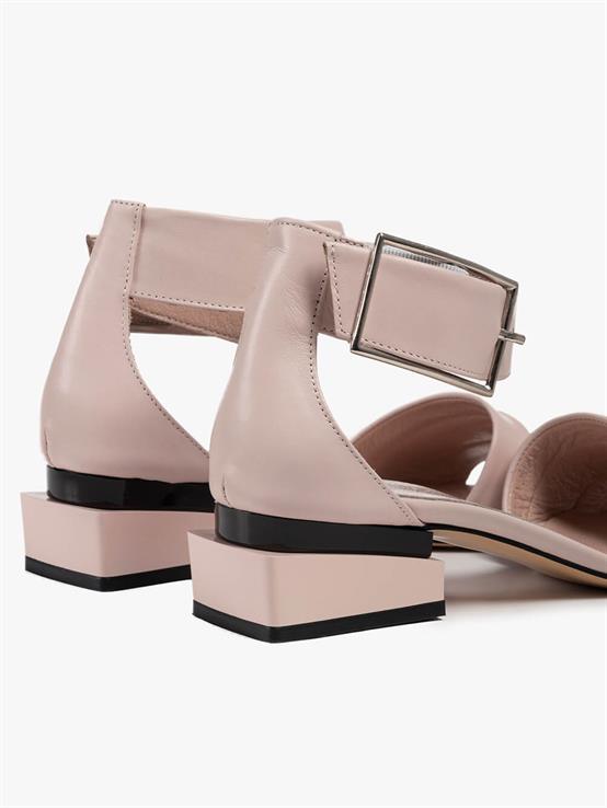 Voce Toz Pembe Deri Kadın Sandalet