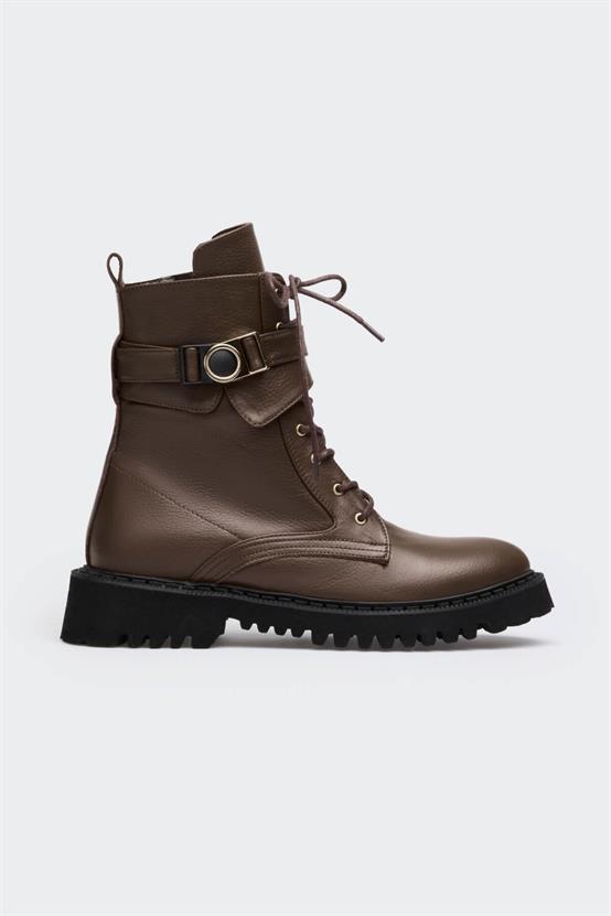 Von Soft Kahve Deri Kadın Bot