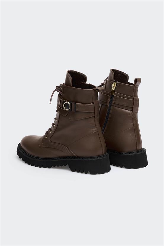 Von Soft Kahve Deri Kadın Bot